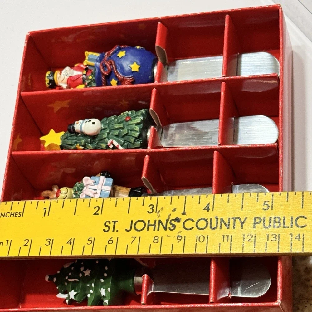 Set 4 Stainless Steel Knives Spreaders Christmas Merry JCPenny 5